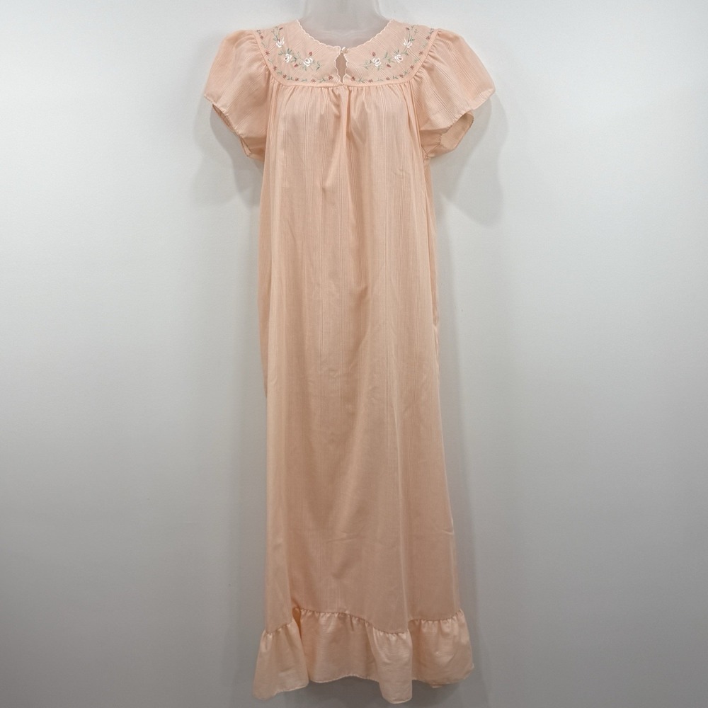 VTG Katz Nightgown Womens S Cottagecore Prairie Babydoll Peasant Embroidery